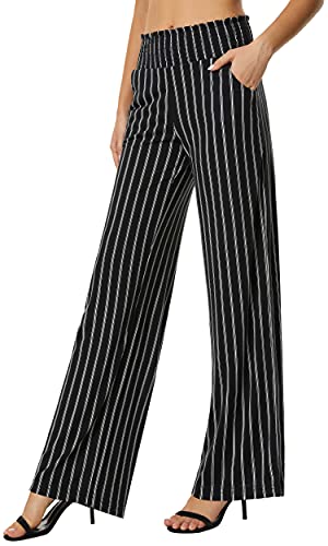 Urban CoCo Women's Boho Palazzo Pants Wide Leg Beach Pants High Waisted Lounge Pants with Pockets