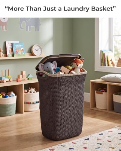 Add Plastic Laundry Basket with Lid Weather Brown - Image 8