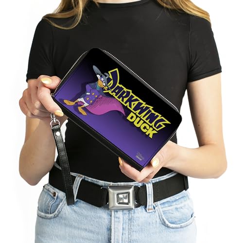 Buckle-Down Women's PU Zip Around Wallet Rectangle-Darkwing Duck, 7.5"x4.5"4