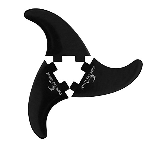 Own The Wave (3 Fiberglass Reinforced Surfboard Fins W/Wax Comb - Ebony Black #TOP1