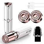 Facial Hair Remover for Women,Hair Removal Device Rechargeable,Epilator for Women for Face Included 2 x Replacement Heads,Painless Lady Shavers,for Lip,Mustache, Chin