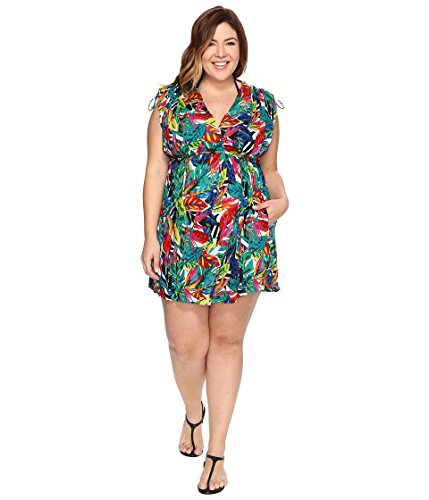Ralph Lauren Lauren Women's Plus Size Rainforest Tropical Farrah Dress Cover-Up, Multicolor, 1X