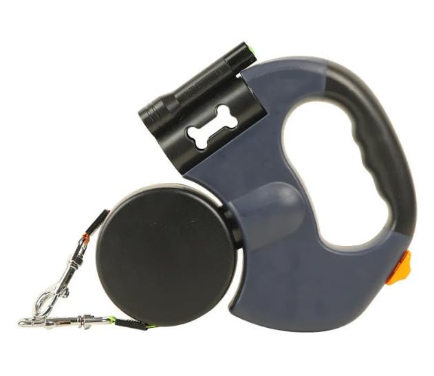 Laisse double automatique pour chiens gris Animal Dander rétractable