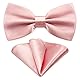 AUSUAYA Herren Fliege Einstecktuch Set, Unisex Design Fliege und Taschentuch für Hochzeit oder Business Formal Tuxedo M-B-T6 (Rosa)