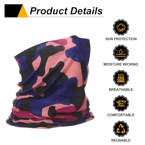 HARFINGTON 4pcs Summer Cooling Neck Gaiter Sun Protection Face Mask Fishing Neck Gaiter Sunscreen Breathable Bandana for Men Women, Camo g4
