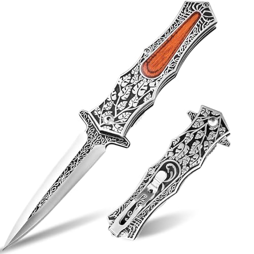 YEESOOM Folding Retro Pocket Knife, Cool Pocket Knife for Men with Awesome Design, EDC Cool Knife with Liner Lock, Gift for Men, Collector of Knives Series