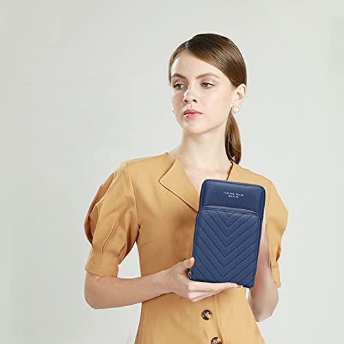Image of myfriday Small Cell Phone Crossbody Bag, Multi-pocket & 6 Card Slots | 6 card slots, multi-pocket zipper layout and soft synthetic leather keep phone, lipstick, coins and keys ready outdoors