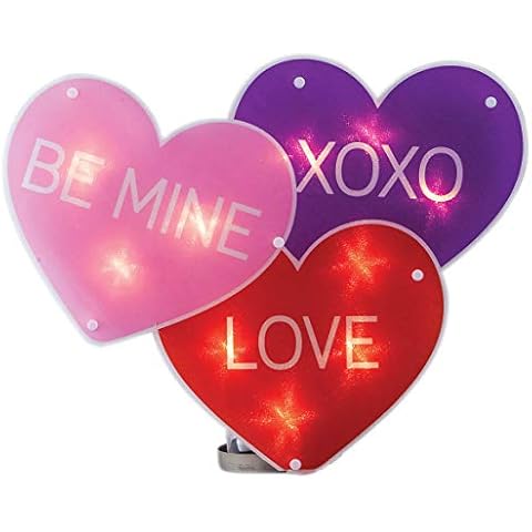 Impact 16 Lighted Valentines Day Heart - Be Mine XOXO Love Window Shimmer Decoration Cover