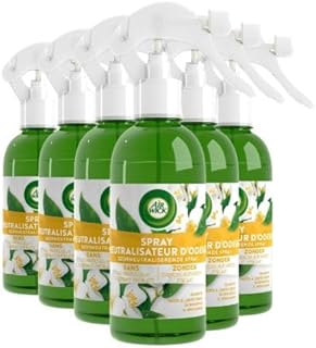 Air Wick Spray Neutralizador de Olores Rocío de la Mañana y Jazmín Blanco Pack Ahorro 6 x 237 ml Ambientador en Spray Eliminador de Olores para Hogar