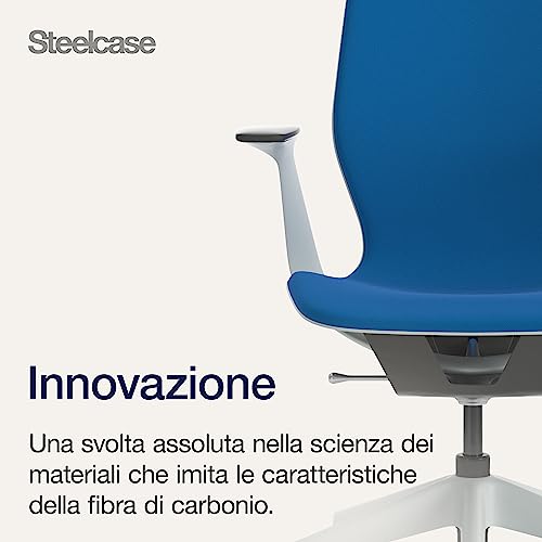 SILQ Sedia ergonomica regolabile in altezza, schienale Seagull/Carbon Metallic e rivestimento Royal Blue - Sedia gaming - Immagine 4