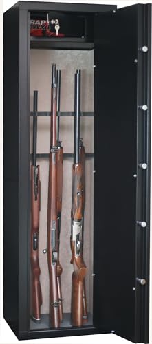 Infac Safe SD16 Armoire forte pour Armes en Acier | 16 Armes dont 8 avec lunette | Coffre intérieur | Serrure à clé