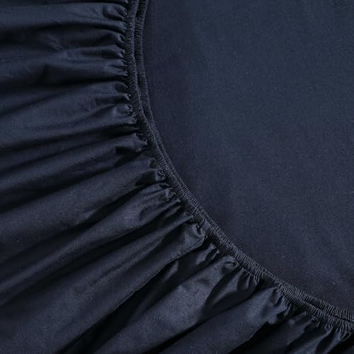 Image of Tommy Hilfiger - Queen Size Sheet Set, Cool & Crisp Cotton Percale Bedding with Matching Pillowcases, Lightweight & Breathable Bed Sheets, Deep Pocket, College Dorm Room Essentials (Solid Navy)