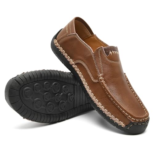 Men's Loafers Slip-On Casual Leather Outdoors Dress Shoes Lightweight Comfortable Driving Walking Shoes2