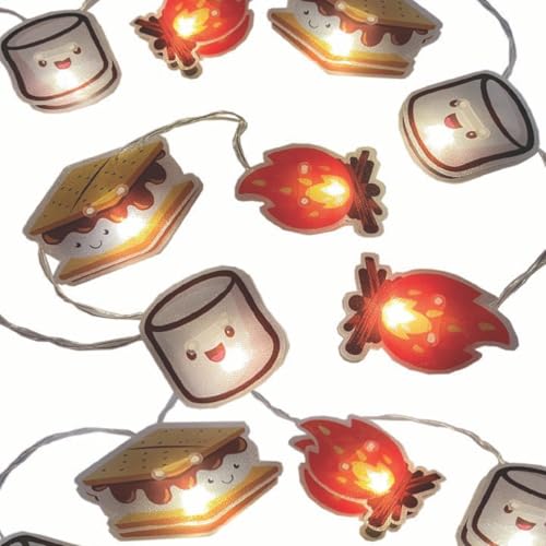 Image of Streamline Imagined Marshmallow S'Mores String Lights, 112'' Length, 20 Warm LED White Lights