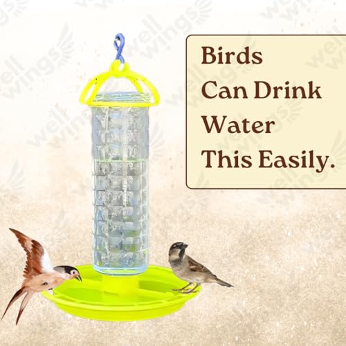 Image of 2-Pack Bird Water Station - Keep Wild Birds Hydrated with Constant Fresh Water | Easy-to-Fill Hanging Waterer with Circular Drinking Tray | Perfect for attracting Sparrows
