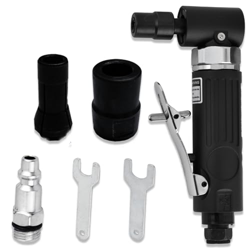 HYFN Air die grinder kit 1/4inch 20000RPM right angle die grinder 18pcs die grinders pneumatic Angle grinder safety switch For polishing air grinder tool