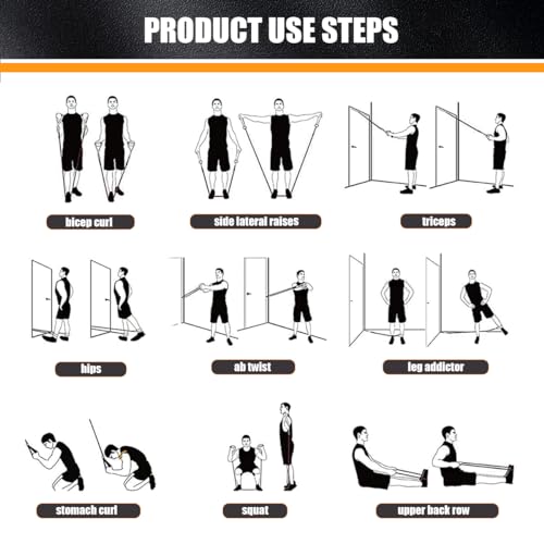 WHATAFIT Resistance Bands, Exercise Bands,Resistance Bands for Working Out, Work Out Bands with Handles for Men and Women Fitness, Strength Training Home Gym Equipment - Image 7