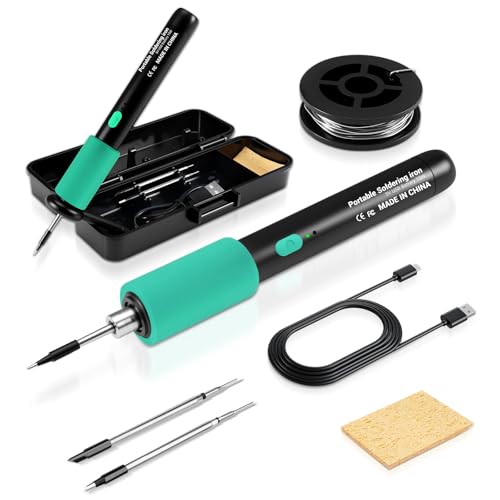Fer à Souder Portable Sans Fil- 15W Rechargeable par USB-C- 3 Niveaux de Température Réglable- Chauffage Rapide en 8 Secondes- Avec Batterie 650mAh - Idéal...