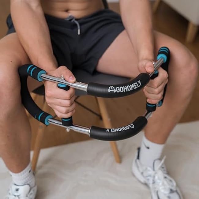 Twister Arm Trainer 40-90 lbs - Adjustable Chest, Arm & Upper Body Workout Bar for Home Gym Strength Training - Silent Resistance Power Twister by GOHOMELY