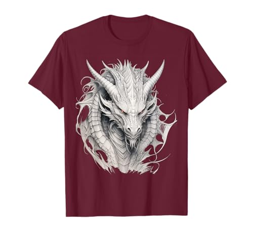 Rogerlamatraque, T-Shirt Dragon Puissant Noir, Homme, Unisex, Manche Courte, Coupe Classique, Col V, S