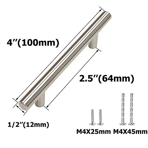 Abgream Cabinet Handles - Pack of 30 Stainless Steel T Bar Drawer Pulls Cupboard Knob for Kitchen Furniture Hardware (Overall Length: 4", Hole Center: 2.5") - Thumbnail 4