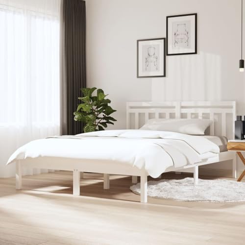 Gecheer Estructura de Cama Individual Somier de láminas de Madera Base para colchón Madera Maciza de Pino Blanco 140x200 cm