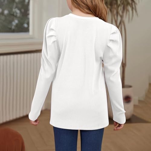 Girls Fall Long Sleeve Tops Plain Crew Neck Soft Shirts Blouse Teen Kids Cute Comfy Casual Tops Clothes Pullover Tops3