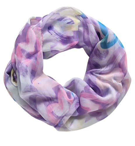 zarolo Damen Loop Schal, Schlauchschal dünn, dünner Halstuch, Rundschal Tücher Herz Muster,weiche Viskose
