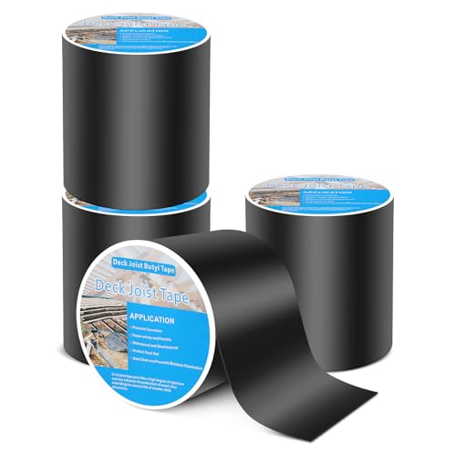 Image of Butyl Joist Tape 6 inch x 50', 4 Pack Joist Tape for Decking, Waterproof Deck Tape, Anti-Corrosion Weather Resistance Joist Tape for Protect Deck Joists and Wood Joists