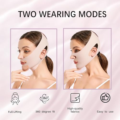 Image of V-Line Face Lifting Mask Chin up Mask for Sleeping & Jaw Shaper,Double Chin Reducer Chin Strap for Face Slimming & Sculpting,Tightening Band for Neck & Cheek (Pink)