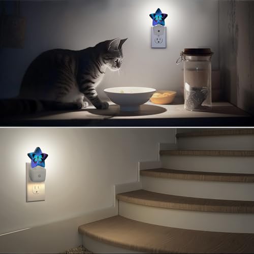 Image of Blue Butterfly Night Light,Dusk to Dawn Smart Sensor Nightlight for Bedroom Bathroom Kitchen Hallway Stairs Hallway,Plug-in,Energy Efficient Decor Desk Lamp Gifts