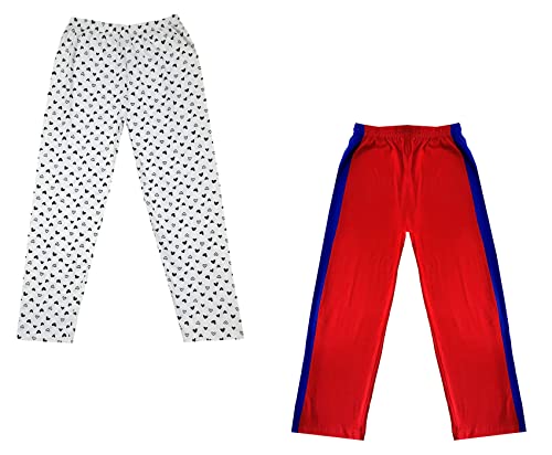 Image of IndiWeaves Boys and Girls Cotton Solid and Printed Pyjama /Pant /Trackpants [Pack of 2] Multicolor48