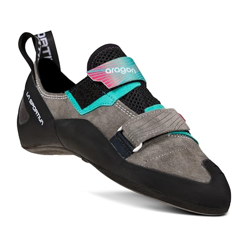 La Sportiva Womens Aragon Rock Climbing Shoes, Clay/Hibiscus, 8.5