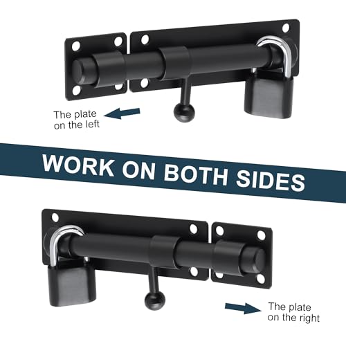 SAYAYO Slide Gate Latch Bolt Safety Door Lock with Padlock & 4 Keys Heavy Duty Solid SUS304 Stainless Steel Matte Black - Image 4