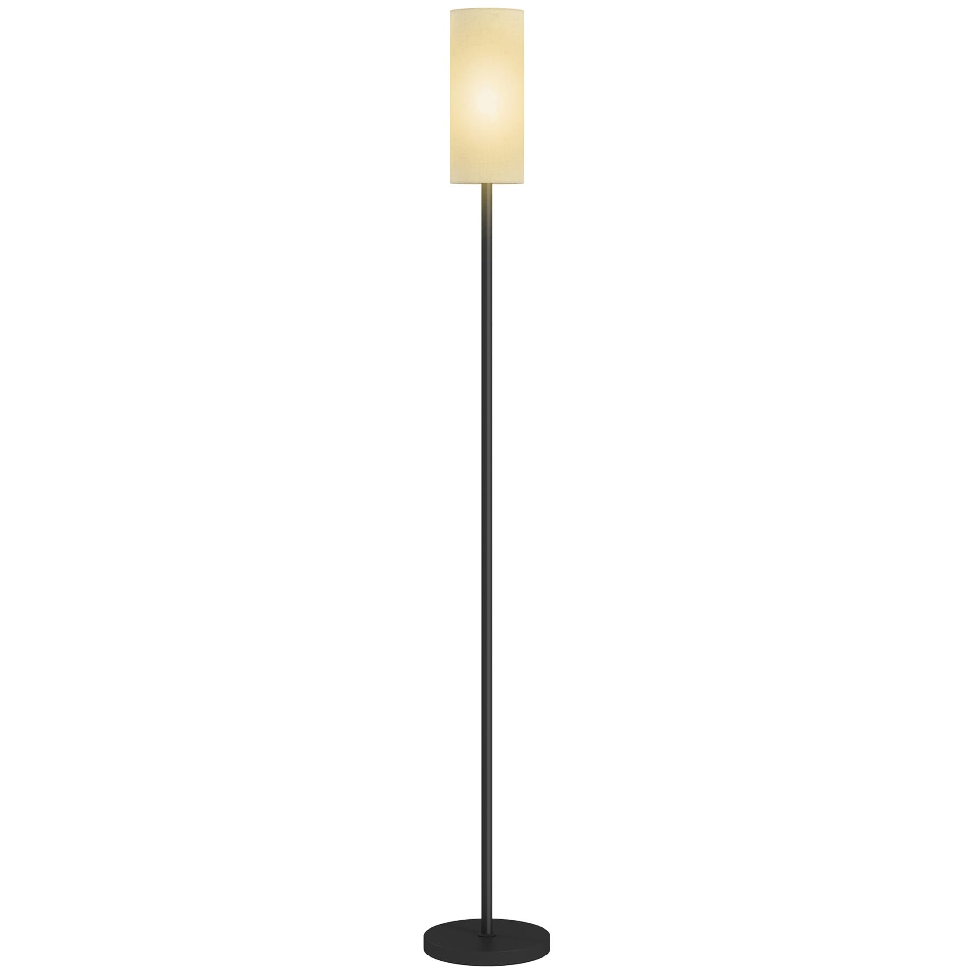 HOMCOM Lampe sur pied avec abat-jour en tissu, douille E27, blanc