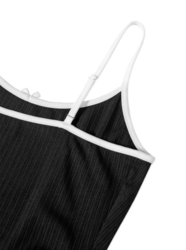 Image of Hilinker Womens Graphic 2 Piece Pajama Set Summer Cute Crop Cami and Shorts Ribbed Lounge Sets