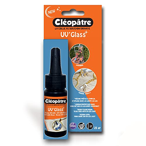 CLEOPATRE - UV'Glass - Resina UV-LED lista para usar, secado rápido, formato de 25 gr