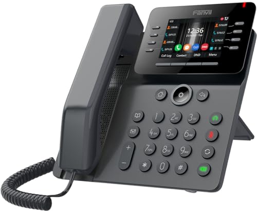 Fanvil V64 Prime Business Phone 12 SIP Lines HD Voice PoE and Dual Gigabit Ports, Black (Renewed)