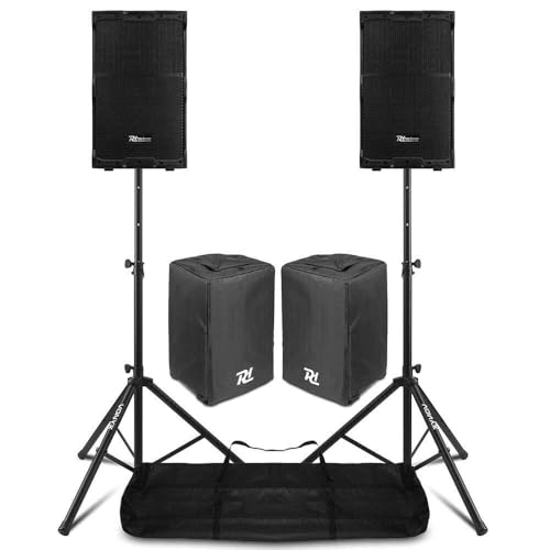 Power Dynamics PDY212A PA Anlage Komplettset | 2X 12 PA Lautsprecher Aktiv mit Bluetooth & DSP | 1400W DJ Boxen Set mit Stativen, Schutzhüllen & Tragetasche | Professionelle...