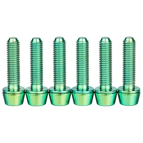 Image of Titanium M5x20mm Allen Hex Tapered Bolt Screw (Green) | with Washer for Bicycle Stem Pack of 6