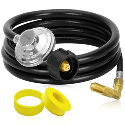 5 FT Propane Adapter Hose & Regulator with 90 Elbow Adapter for Blackstone Propane Adapter Hose for Blackstone 17 22 28 36 Tabletop Griddle for 1lb to 20lb or Larger Propane Tank Adapter.