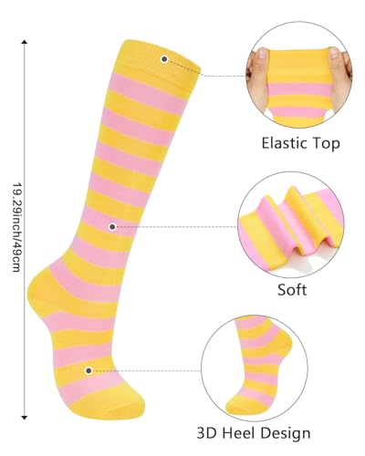 Image of Century Star Knee High Socks for Women Long Tube Socks with Stripes | Soft, Skin Friendly And Stretchy, Vibrant Colors Perfect For Daily Wear, Sports, Halloween And Christmas