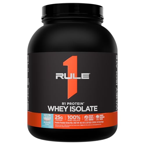 Image of Rule 1 Proteins R1 Protein Whey Isolate, Birthday Cake, 44 Servings | 25g of Protein from Whey Isolates and Hydrolysate isolates for Workout Recovery and anytime use