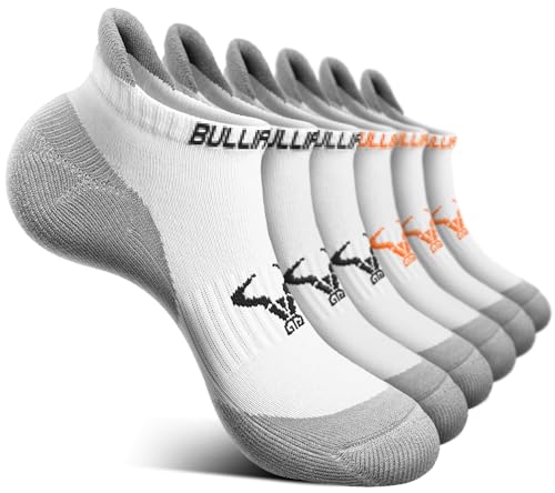 Image of BULLIANT Men Running Socks 6Pairs-Ankle Athletic Socks Wicking Cushioned for Men Walking-Arch Compression Support(6Pairs,Shoes Size:Men 10-12)