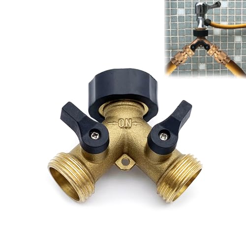 FIBOUND Distributore 2 Vie, Sdoppiatore Rubinetto Splitter Tubo Valvola Collettore Y Adattatore Doccia con Valvole Intercettazione Individuali per Irrigazione Giardino