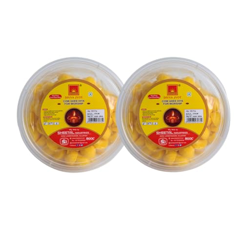 Image of BHANU Pure Cow Ghee Diya for Pooja, (200 Pcs) Pack of 2 | Readymade ghee Diya Batti | Easy to Use & Long Lasting Diya Wicks | Wax Free Batti for Pooja, Festivals & Religious Rituals