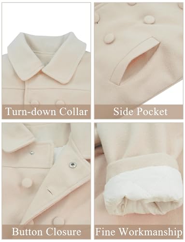 Panegy Girls Winter Woolen Coat Toddler Cute Thick Button Down Jacket Overcoat Outwear 2-8 Years3