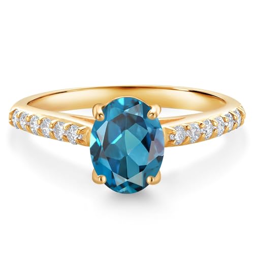 Gem Stone King 10K Yellow Gold London Blue Topaz and