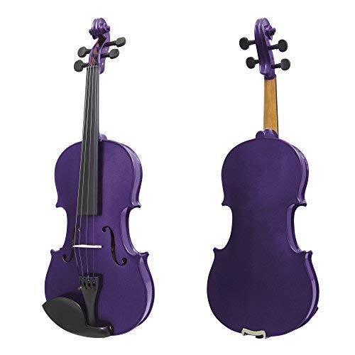 Mendini By Cecilio Violin For Kids & Adults - 4/4 Mv Purple Violins, Student Or Beginners Kit W/Case, Bow, Extra Strings, Tuner, Lesson Book - Stringed Musical Instruments #TOP1
