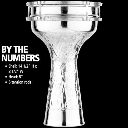 Jingle Darbuka Egyptian Goblet Drum, Hand Hammered — MADE IN TURKEY — Synthetic Head, 2-YEAR WARRANTY